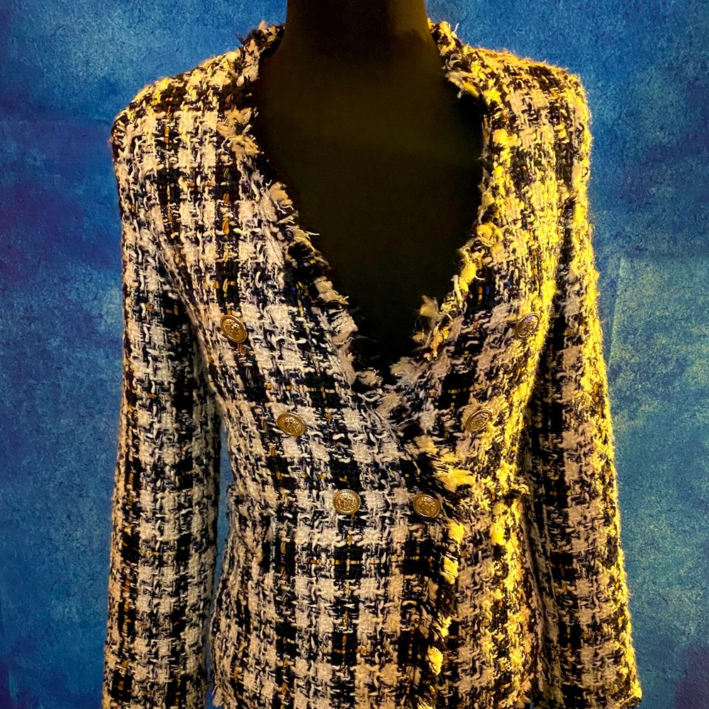 Blue Cream Soft Tweed blazer size Small NWT